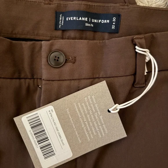 Everlane Men's Slim Fit Uniform Brown Chinos NWT - Picture 4 of 6